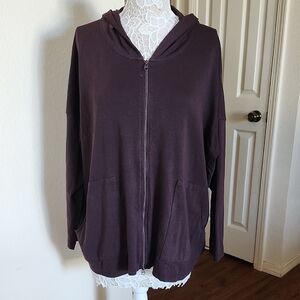 Eskandar Slope ShoulderBrown Pima Cotton One Size Hoodie